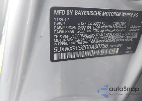 2013 BMW X3 xDrive28I из США, поврежденный, VIN 5UXWX9C52D0A30786